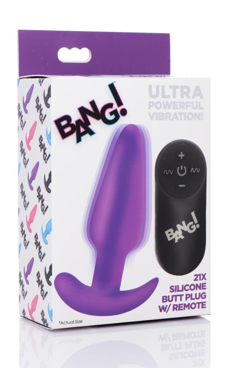 BANG! - Vibrating Butt Plug with Remote Control - Purple
