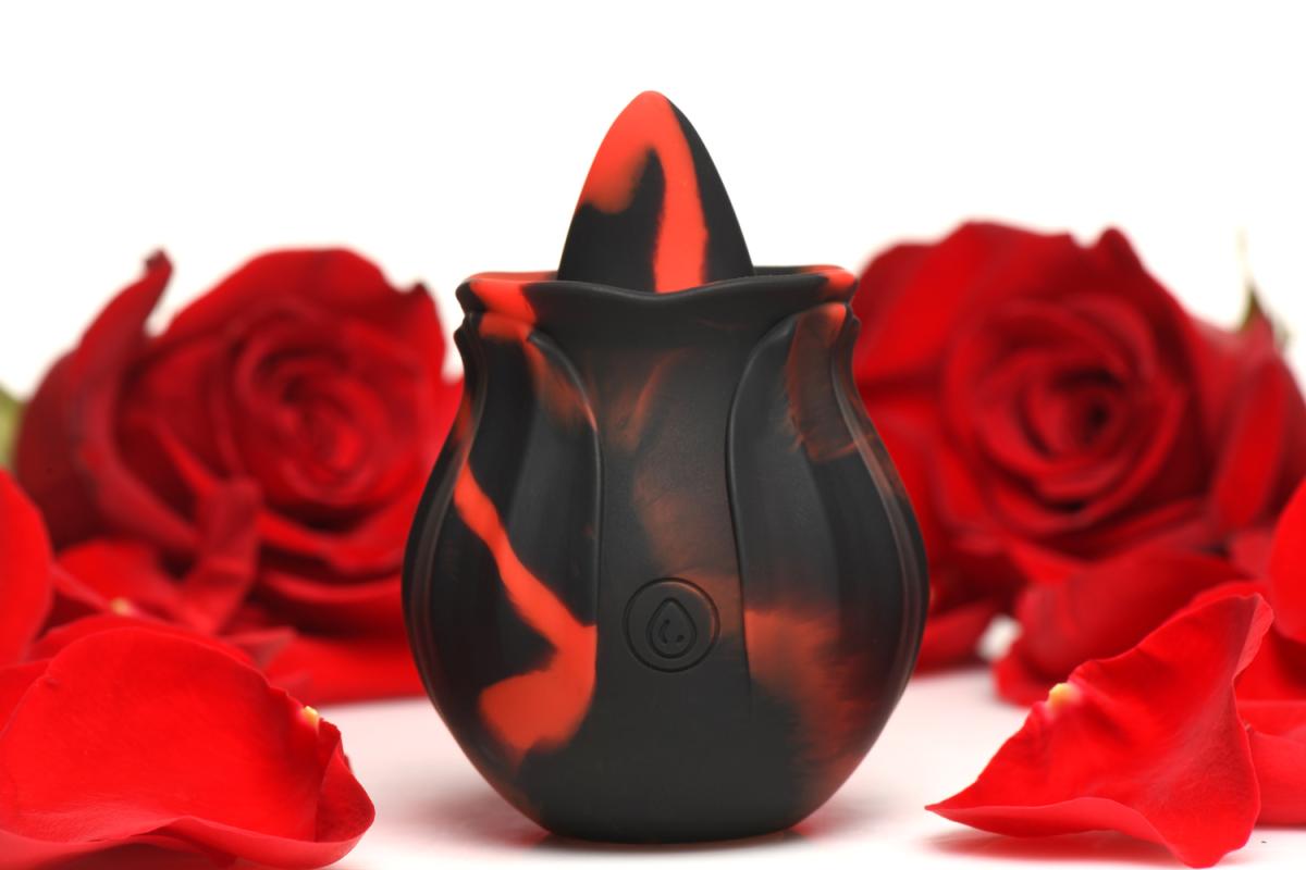 BLOOMGASM - Black Kiss Rimming Rose Vibrator - Red/Black