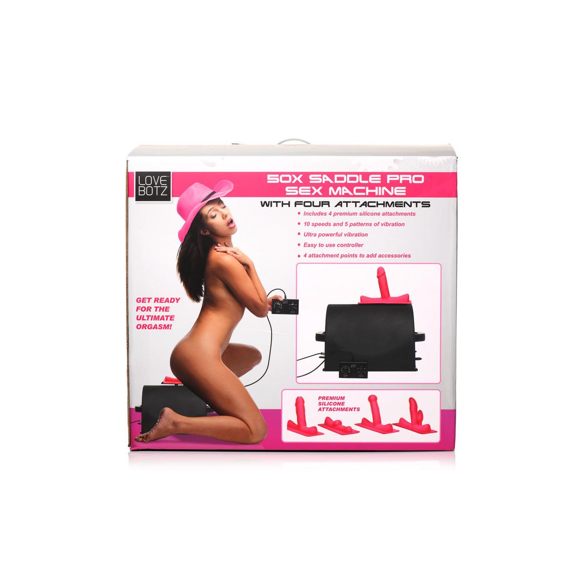LOVE BOTZ - 50X Saddle Pro Sex Machine with 4 Attachments - Black