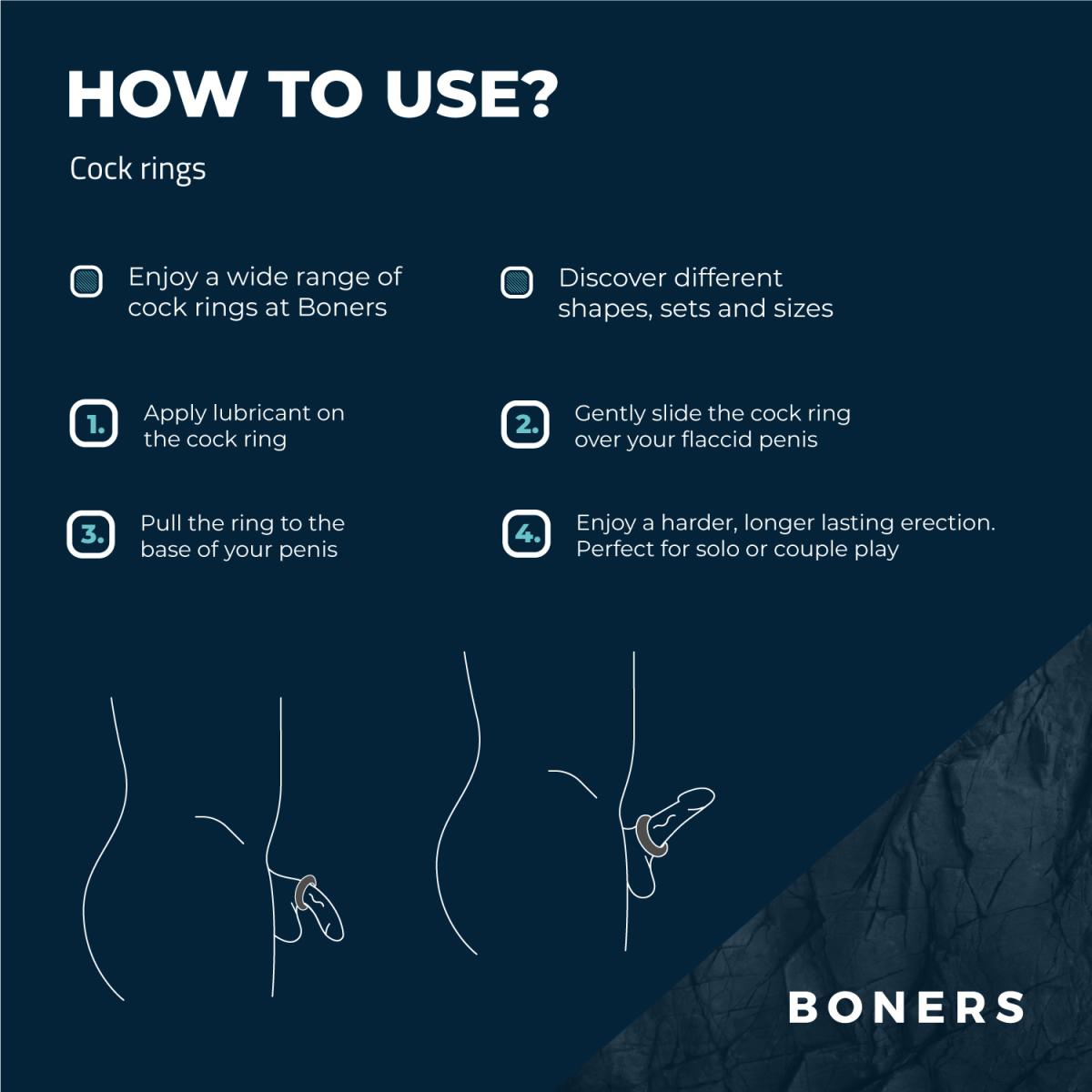 Boners 3-Piece Cock Ring Set - Grey thick