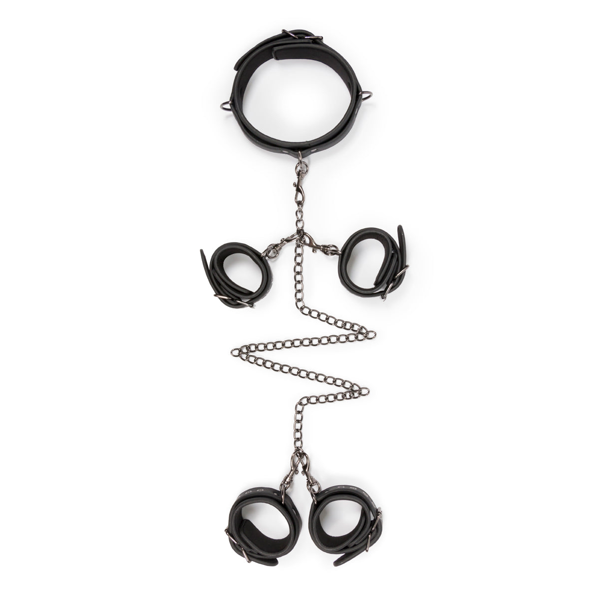 Fetish set with collar, ankle- and wrist cuffs
