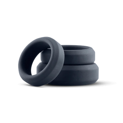 Boners 3-Piece Cock Ring Set - Grey thick