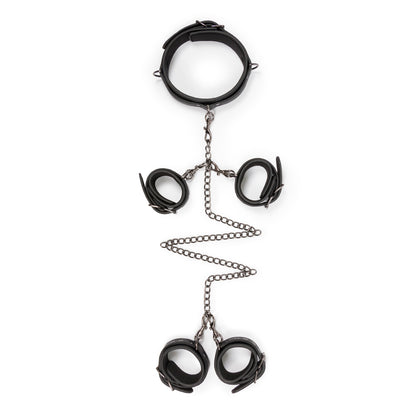 Fetish set with collar, ankle- and wrist cuffs
