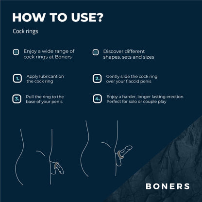 Boners 3-Piece Cock Ring Set - Grey Thin
