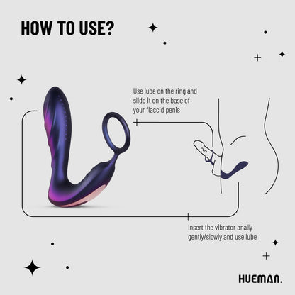 Hueman - Black Hole Anal Vibrator With Cockring